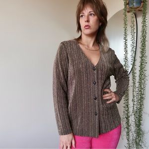 80s era gold cardigan